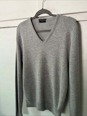 Vintage Continental Made in USA Gray V-Neck Sweater Mens Large